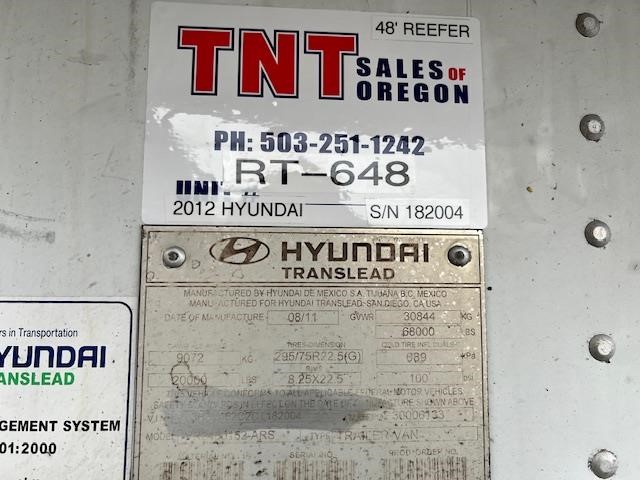 2012 HYUNDAI 2012 HYUNDAI 48u2019 ROLL DOOR REEFER W/5500 LB LIFT G 9033298363