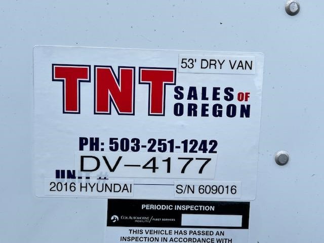 2016 HYUNDAI 53u2019 HYUNDAI HIGH CUBE SWING DOOR DRY VAN 9036152506