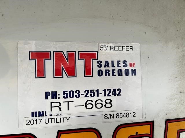 2017 UTILITY 53' TANDEM AXLE SWING DOOR REEFER 9037721929