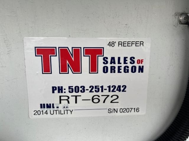 2014 UTILITY 48' TANDEM AXLE LIFT GATE REEFER 9038207716