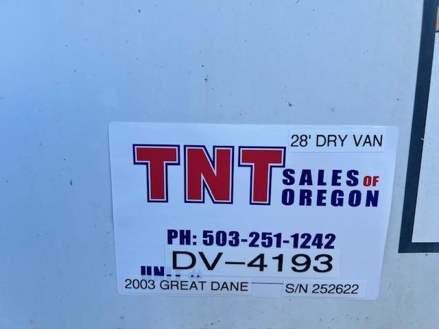 2003 GREAT DANE 28' SINGLE AXLE AIR RIDE DRY VAN 9042361787