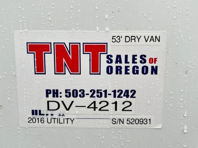 2016 UTILITY 53' TANDEM AXLE AIR RIDE DRY VAN 9043221662